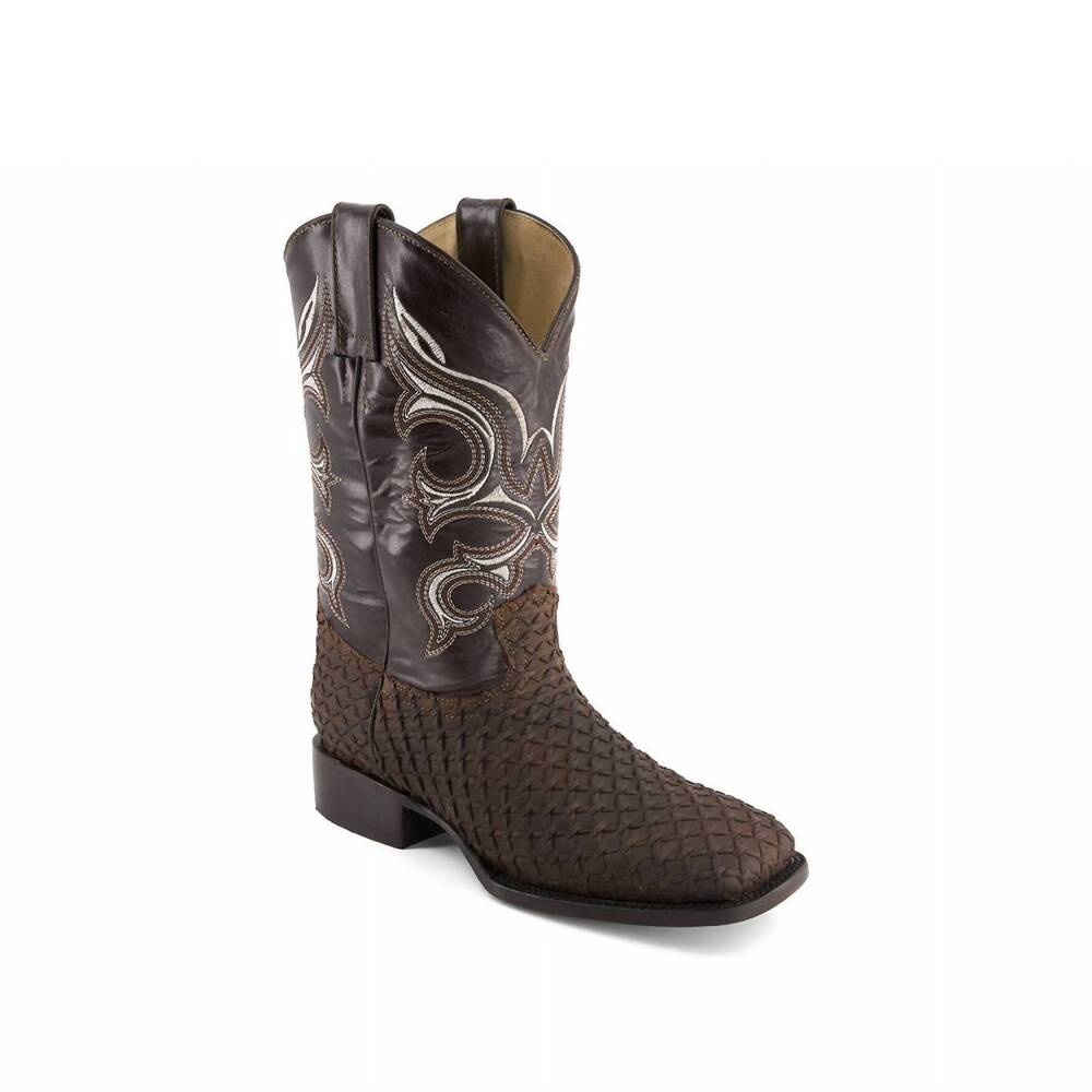 NEW FORASTERO men's real leather patterned cowboy boots in brown